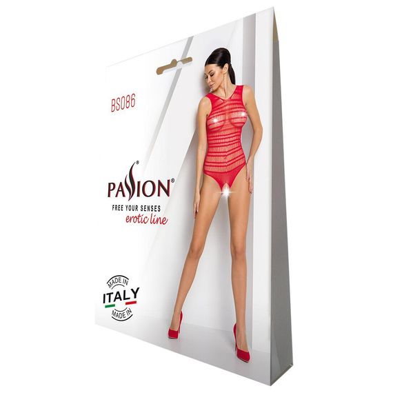 Бодістокінг з доступом Passion BS086 red, вертикальна сітка, виріз на спинці, One size | Зображення 3