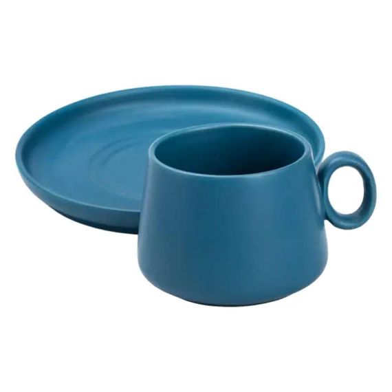 Чашка з блюдцем порцелянова 300 мл Синя HP7209BL | Зображення 2