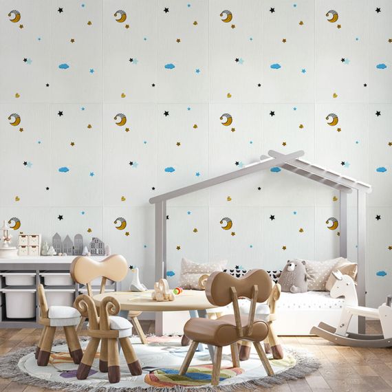 Панель стінова 3D 700*700*4mm зірки та місяць на білому фоні (D) SW-00001970 | Зображення 6