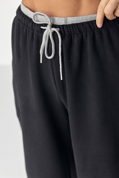 Широкі спортивні штани з начосом - чорний цвет, XL (є розміри) | Зображення 3