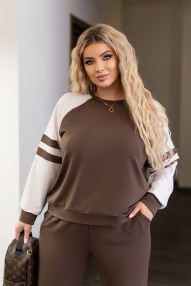 Женский спортивный костюм весна-осень свитшот и джоггеры GF7125 цвет коричневый, размер 42/44 | Зображення 1
