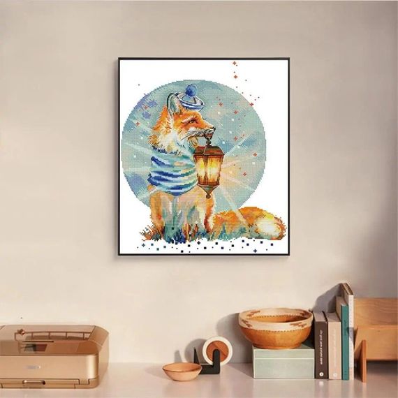 Набір для вишивання за нанесеною на канву схемою "Fox with Lamp". AIDA 14CT printed 34*38 см | Зображення 9