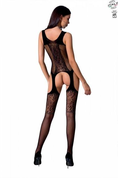 Бодістокінг з імітацією панчіх і ажурною вставкою Passion BS072 black Sex Aura | Зображення 2