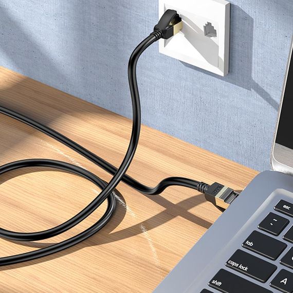 Дата кабель Hoco US02 Level pure copper gigabit ethernet (1m) Black | Зображення 6