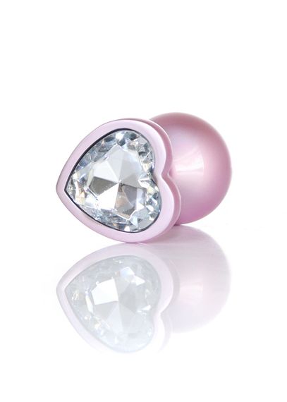 Анальна пробка Boss Series Plug Jewellery Pearl Pink Heart, прозора | Зображення 6