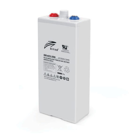 Акумуляторна батарея RITAR OPzV 2-350, Gray Case, 2V 350.0Ah (1200 С)  ( 124 х 206 х 513  ) 29 кг  Q1/36
