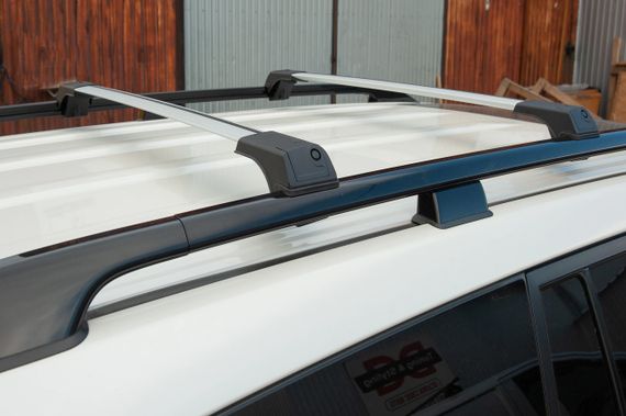 Перемички на рейлінги без ключа Flybar V1 (2 шт) до 110 см, Сірий для Land Rover Freelander I 1997-2006 рр | Зображення 1