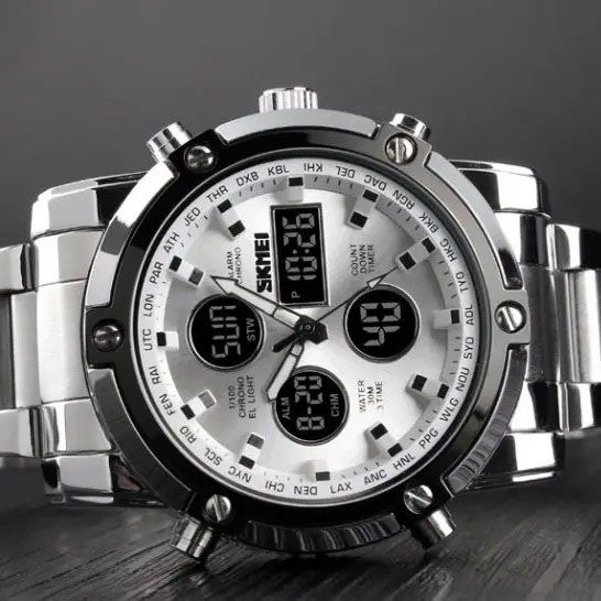 Водостійкий тактичний годинник SKMEI 1389SI SILVER | Годинник армійський оригінал | Годинник RU-102 скмей чоловічий | Зображення 2