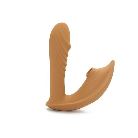 Вібратор із кліторальним стимулятором Sweet Em, L, коричневий, 15.9 х 12.6 х 6.7 см Sex Aura | Зображення 1