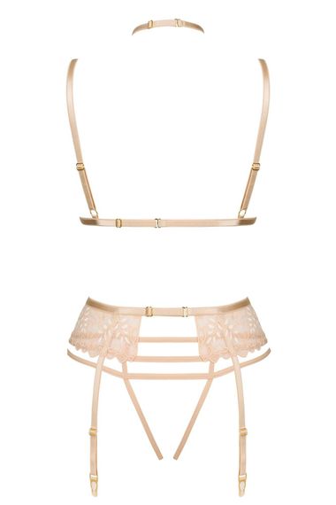 Комплект Beauty Night NOEMI SET bra, garter, crot. thong Бежевый L/XL | Зображення 3