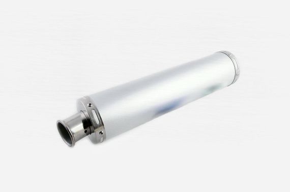 Глушник тюнінг мото 420 * 100mm, кріплення Ø78mm нержавейка срібло без кріплень