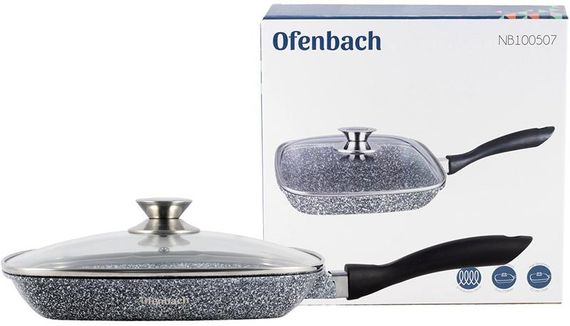 Сковорода-гриль Ofenbach Snow Marble 30см з кришкою і антипригарним покриттям, квадратна | Зображення 5