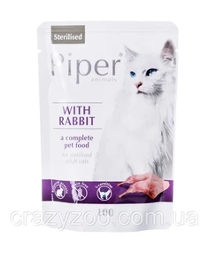Вологий корм для стерилізованих котів Dolina Noteci Piper Sterilised Rabbit із кроликом 100 г