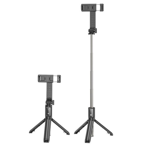 Монопод для селфі Borofone BY11 Happy з триногами + знімний BT пульт Black | Зображення 3