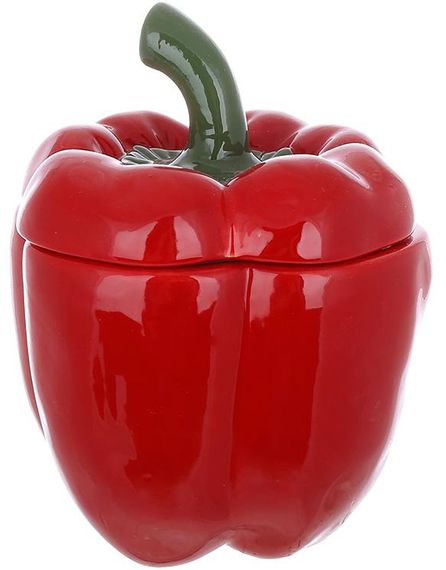 Набір 2 керамічні банки "Pepper" 550мл для сипучих продуктів, червоний перець | Зображення 1