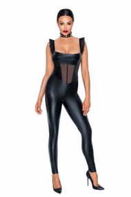 Комбинезон из винила со вставкой из сеточки Noir Handmade F256 черный, S Sex Aura