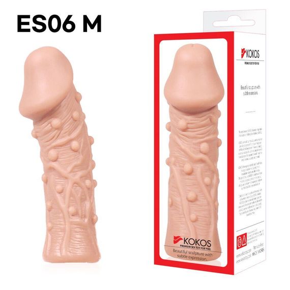 Насадка на член Kokos Extreme Sleeve ES.06 размер M, утолщающая, стимулирующий рельеф, Телесный | Зображення 3