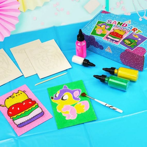 Детский набор для творчества картины из песка 9 в 1 KP-004 на картоне | Зображення 5