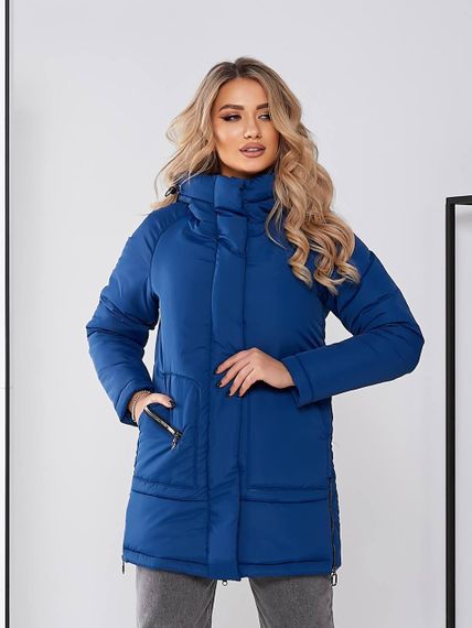 Жіноча зимова куртка з капюшоном, арт. 509, синій електрик | Зображення 3