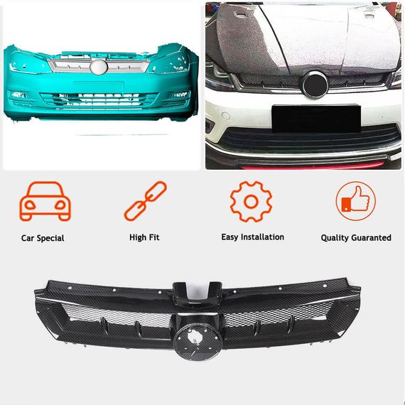 Решетка радиатора (для HB 2012-2017, Сухой Карбон) для Volkswagen Golf 7/E-Golf | Зображення 2