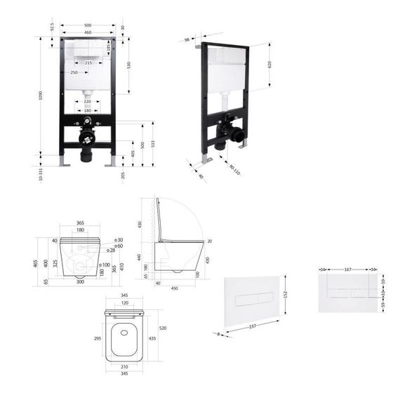 Готовое решение Qtap для ванной комнаты: подвесной унитаз Tern Ultra Quiet 525x345x360 + комплект инсталляции Standard (линейная | Зображення 1