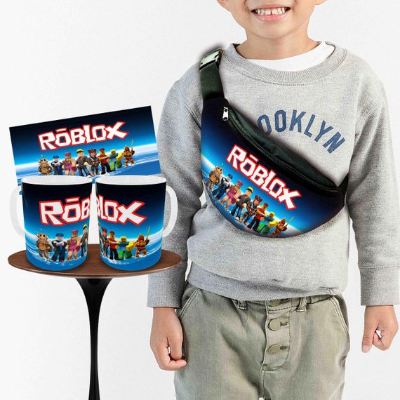 Набір: дитяча сумка-бананка+кружка Роблокс «Roblox» 32х15см, бананка для хлопчика через плече на подарунок (00959)