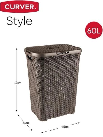 Кошик для білизни пластиковий Curver Natural Style 60 л 00707 коричневий, міцний і зручний | Зображення 8