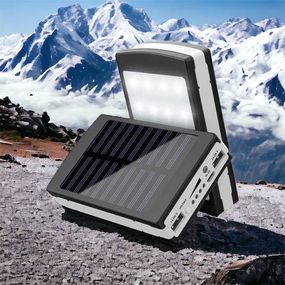УМБ Power Bank Solar 20000 mAh мобильное зарядное с солнечной панелью и лампой, повербанк для планшета UM-93