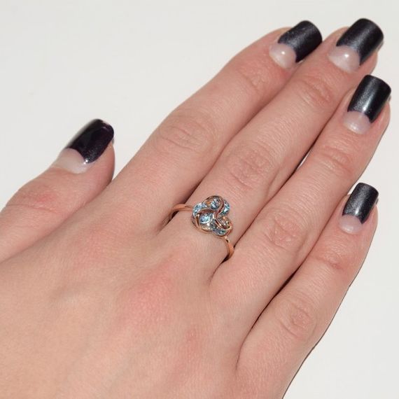 Кольцо из красного золота с фианитами 16 | Зображення 2