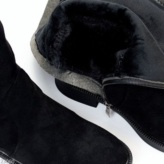 Повсякденні високі чорні замшеві чоботи єврозима низький хід | Зображення 4
