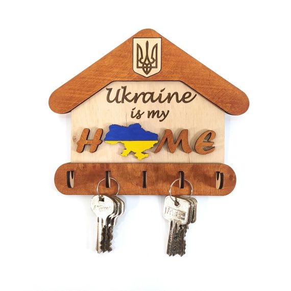 Ключниця Ukrain is my HOME 20х16,5 см Майстерня містера Томаса Фанера 4 мм Герб | Зображення 1