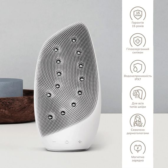 Очищувальна щітка для обличчя GESKE Sonic Thermo Facial Brush&Face-Lifter 8в1 white, Білий | Зображення 2