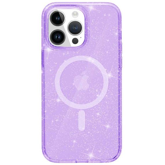 Чехол TPU Galaxy Sparkle (MagFit) для Apple iPhone 16 Pro (6.3") Purple+Glitter | Зображення 3