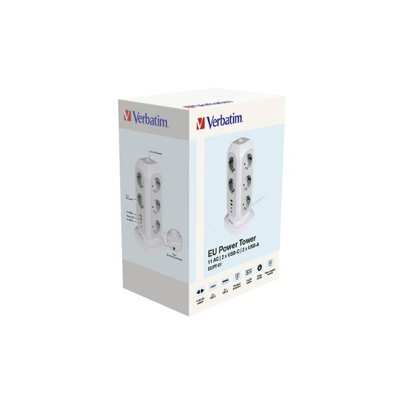 Мережевий фільтр живлення Verbatim 11 розеток, 2 x USB-C та 2 x USB-A (49547) | Зображення 3