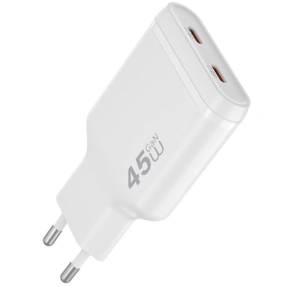 СЗУ WIWU G034 Essen PD45W GaN (2USB-C) White | Зображення 4