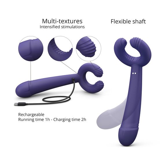 Вібратор для пар Love To Love PLEASE ME - MIDNIGHT INDIGO з трьома моторами, гнучкий | Зображення 2