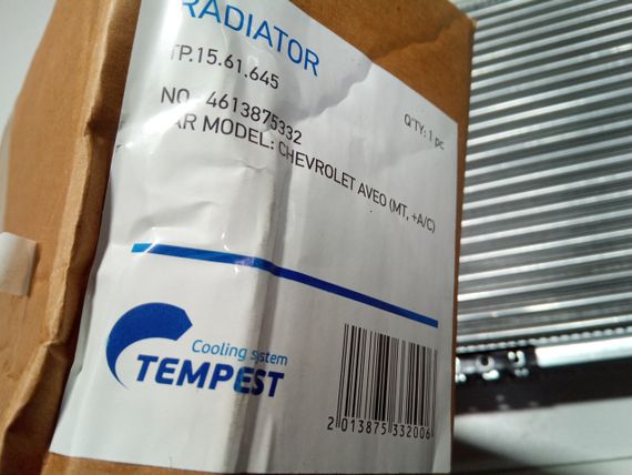 Радіатор охолодження Aveo (МКПП), TEMPEST L=600 (96536525) (TP.15.61.645) | Зображення 1