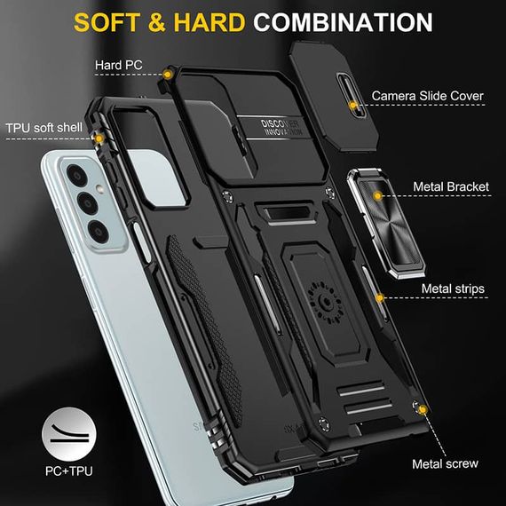 Ударопрочный чехол Camshield Army Ring для Samsung Galaxy M34 5G Черный / Black | Зображення 3