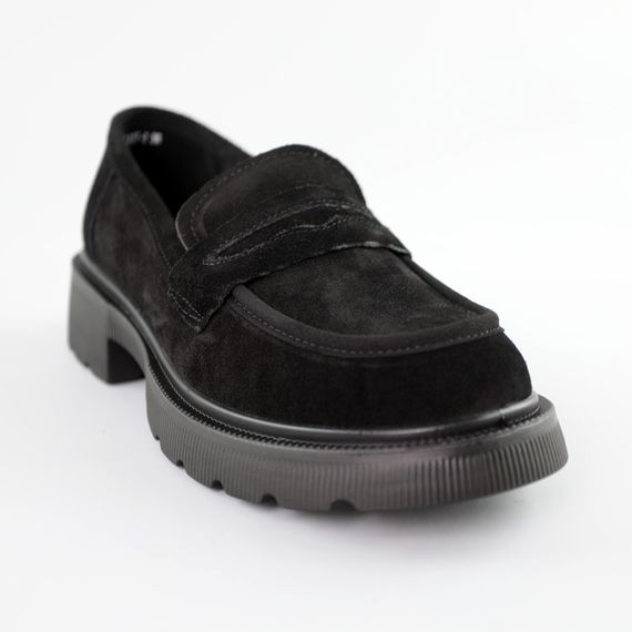 Лофери жіночі замшеві 591409 Чорні 36 37 38 39 40 41 | Зображення 1