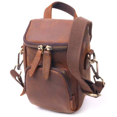 Сумка Vintage Чоловіча з натуральної вінтажної шкіри Коричнева (21295)