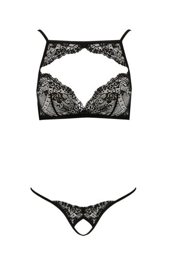 Комплект білизни з декоративним елементом VERONIQUE SET black S/M - Passion | Зображення 2