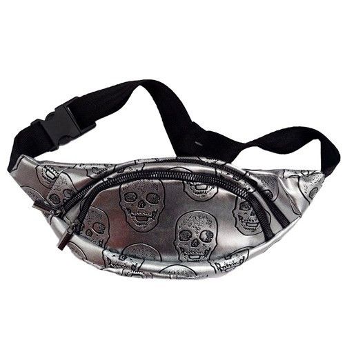 Сумка поясна бананка 4Profi з еко шкіри з об&#039;ємним принтом череп з двома відділеннями 21460