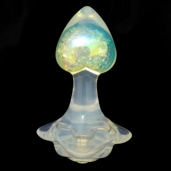 Анальная пробка сердечко UNIVIBE, силиконовая с камнем, зелёная, 7.3 х 4.9 см sexstyle | Зображення 1