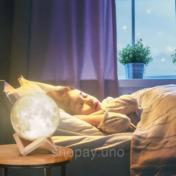 Нічник на батарейках Moon Lamp 13 см, Нічник для дитини в спальню, Нічники для спалень з акумулятором XA-34 | Зображення 8