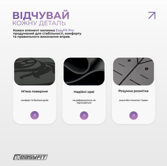 Килимок для йоги професійний EasyFit Pro каучук 5 мм Чорний (EF-1925-BK) | Зображення 6
