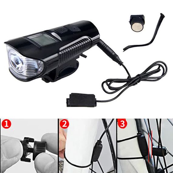 Велофара з комп'ютером та сигналом Waterproof XA-585-T6+2LED з виносною кнопкою, Фара велофара | Зображення 3