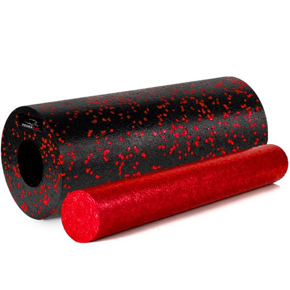 Масажний ролик (роллер) гладкий Паверплей PP-4348 2 in 1 EPP Foam Roller Чорно/Червоний (33x14см.)