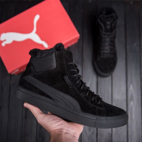 шкіряні зимові ботинки  Puma чорні. | Зображення 5