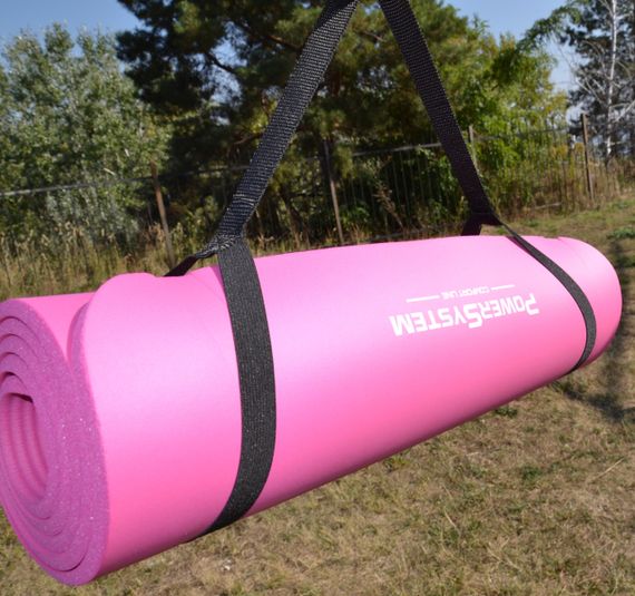 Коврик для йоги и фитнеса Павер систем PS-4017 NBR Fitness Yoga Mat Plus Pink (180х61х1) | Зображення 6