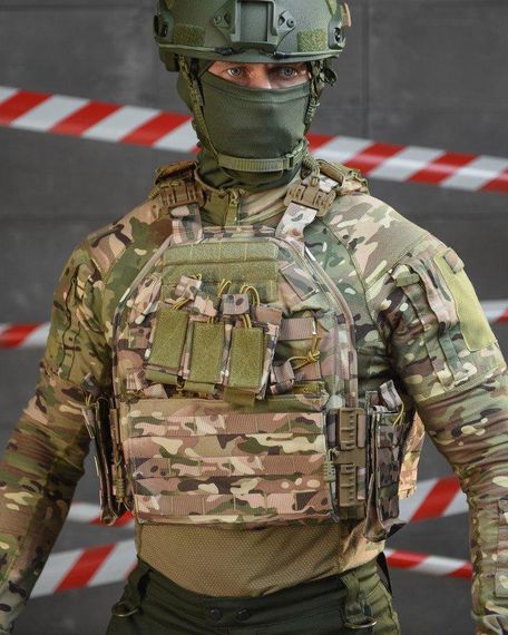 Плитоноска ZVER  Мультикам с быстрым сбросом. MOLLE 11 подсумков  ВТ4749